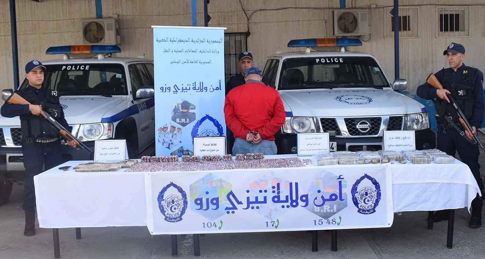 توقيف شخص وحجز اكثر من 11 كلغ من المخدرات و3638 كبسولة من المؤثرات العقلية بتيزي وزو